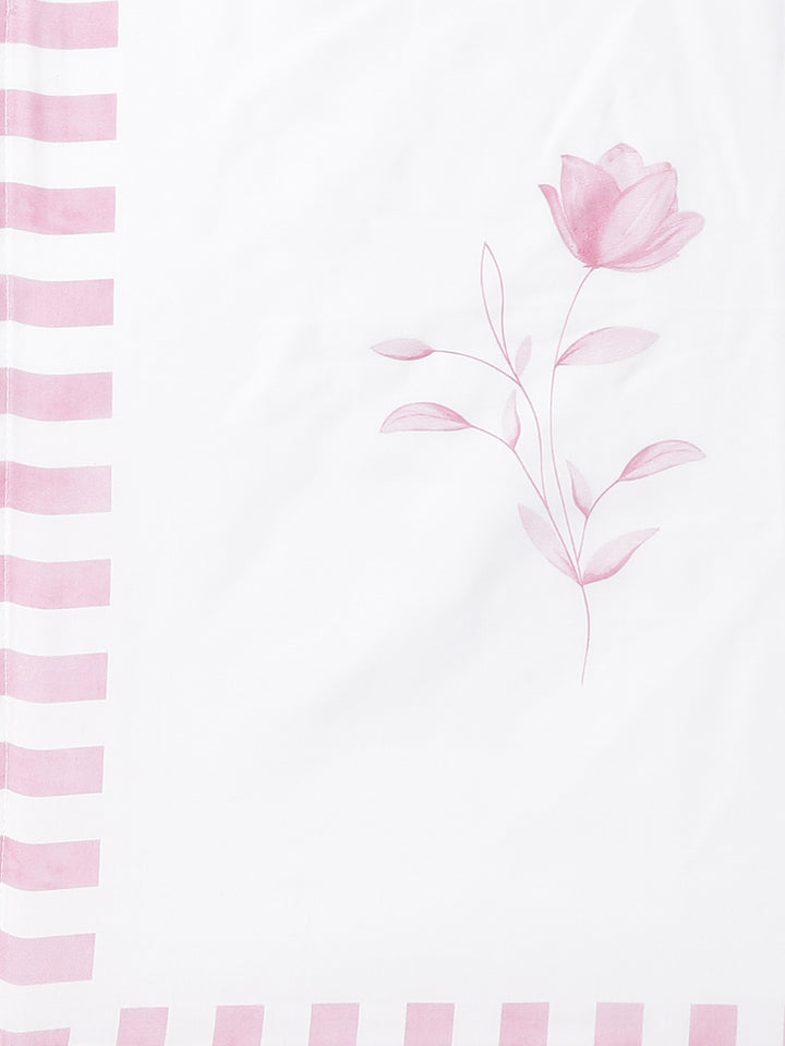 Neerus Pink Striped Straight Kurta and Trousers With Dupatta