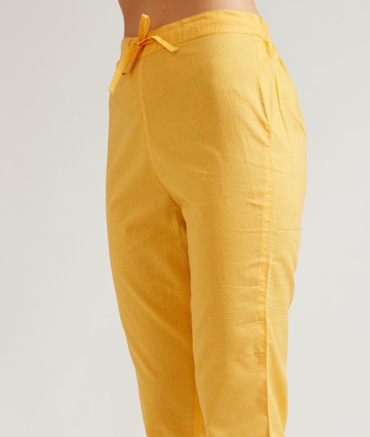 Neerus Yellow rayon hand embroidered suit set - detail view 3