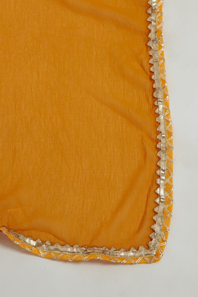 Neerus Women Mustard Printed Kurta with Trousers With Dupatta