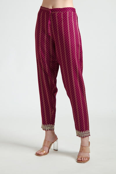 Neerus Women Maroon Bandhani Printed Silk Georgette Readymade suits