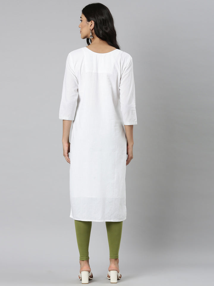 Neerus Green Casual Solid Straight Kurtas