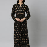 Neerus Black Casual Maxi Ethnic Motifs Dresses