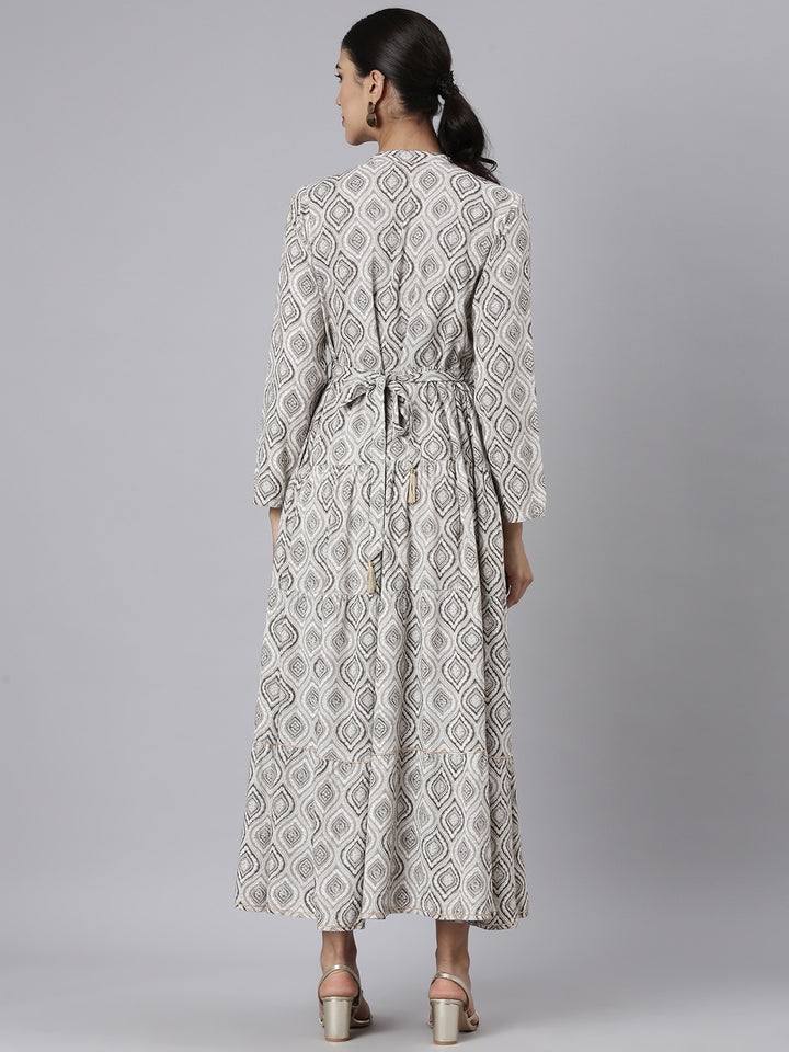 Neerus Brown Casual Maxi Color-blocked Dresses