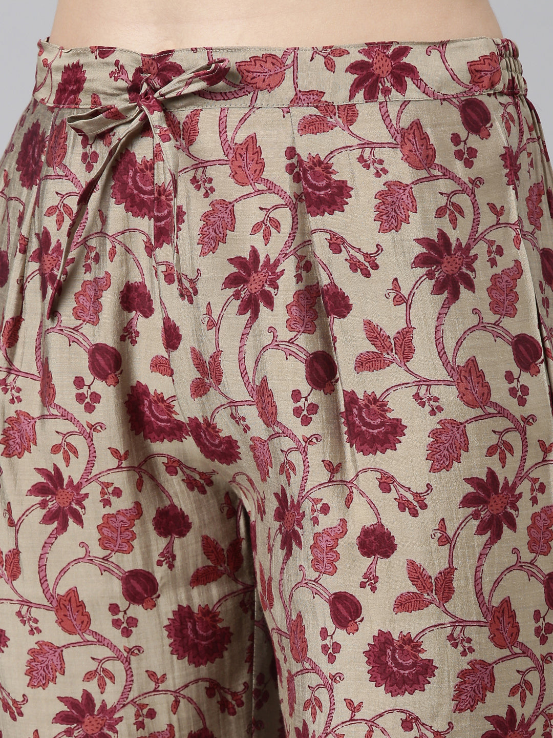 Neerus Purple printed straight kurta set with dupatta - detail view 3