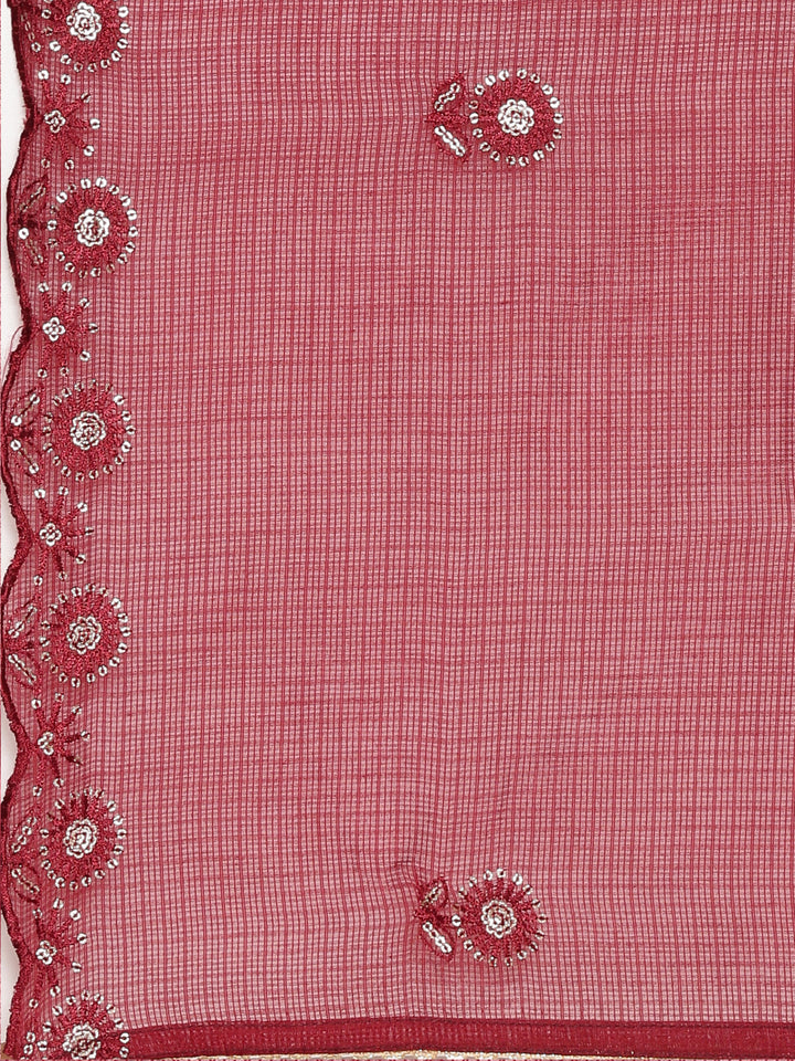 Neerus Maroon Regular Straight Printed Kurta And Sharara With Dupatta