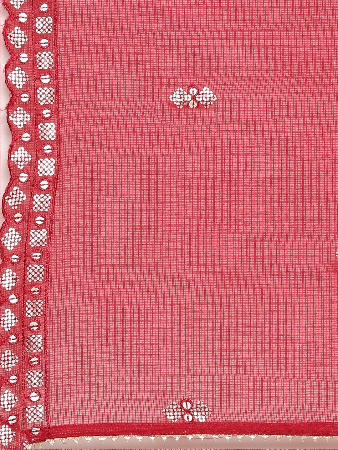 Neerus Red printed straight sharara set with dupatta - detail view 3