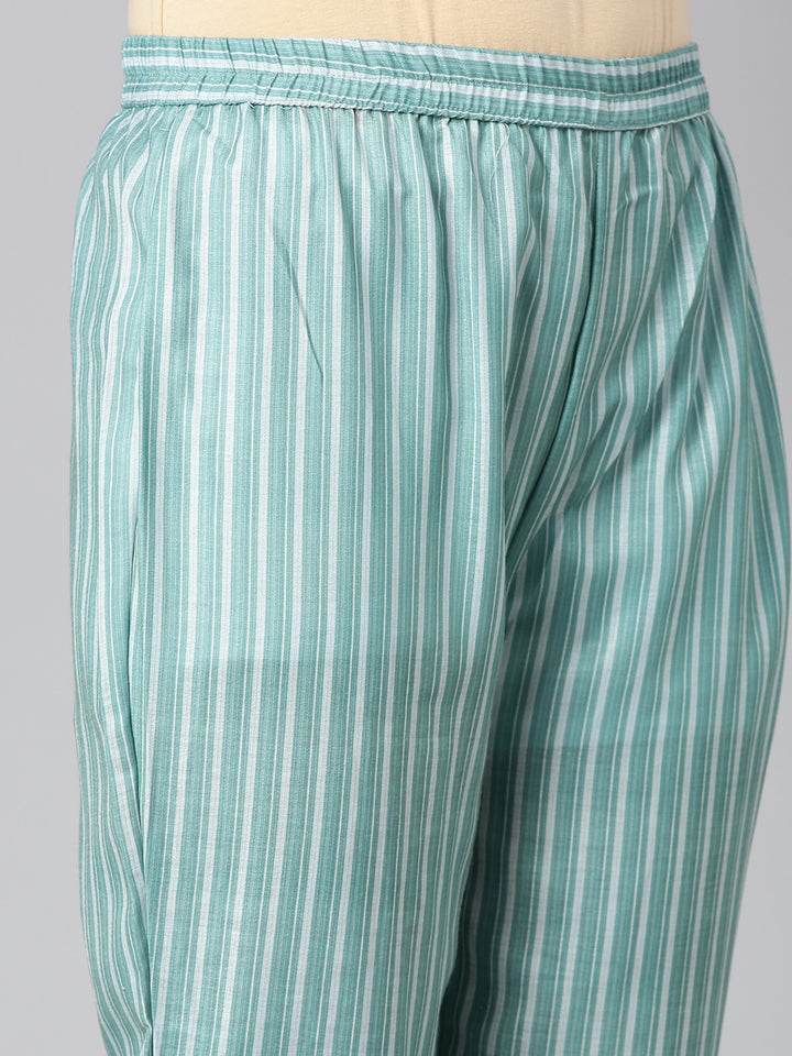 Neerus Grey Printed Straight Kurta and Trousers With Dupatta