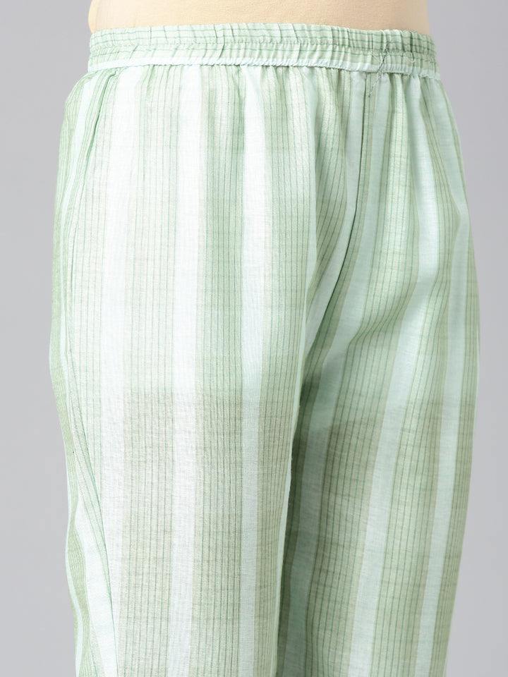 Neerus Sea Green Solid Straight Kurta and Trousers With Dupatta