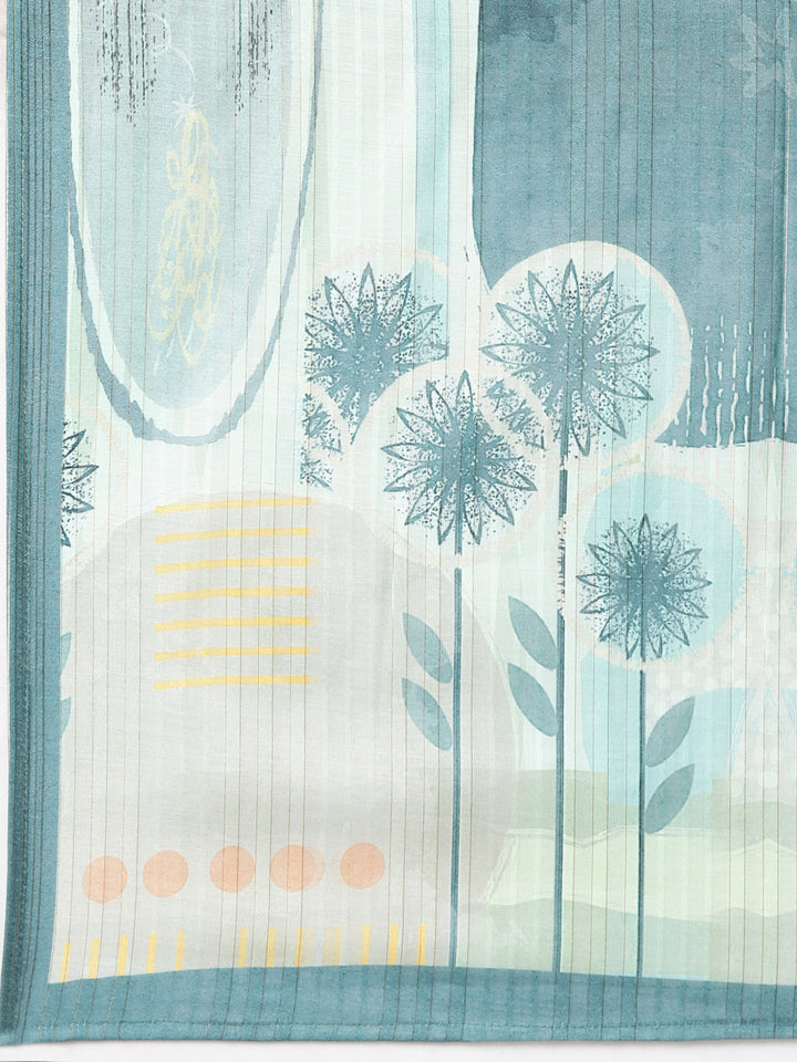 Neerus Sea Green Solid Straight Kurta and Trousers With Dupatta