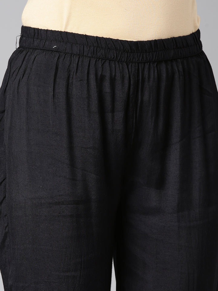 Neerus Brown Solid Straight Kurta and Trousers With Dupatta