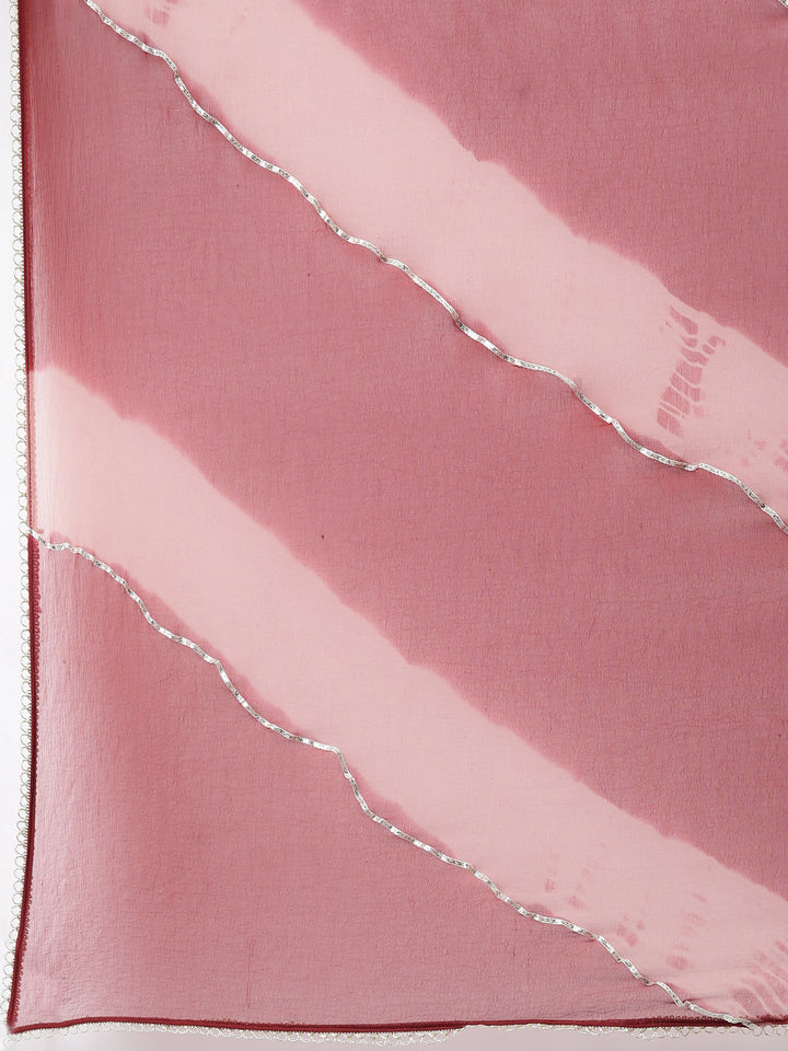 Neerus Women Floral Printed Pleated Zardozi Kurta with Trousers & Dupatta