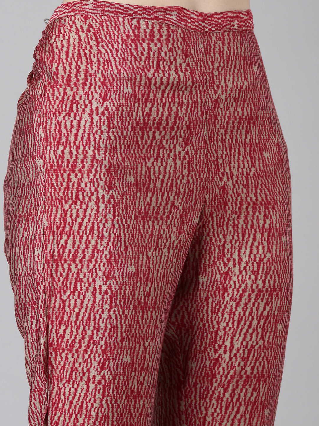 Neerus Pink printed straight kurta set with dupatta - detail view 3
