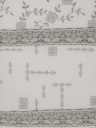 Neerus White Regular Straight Printed Kurta And Trousers With Dupatta