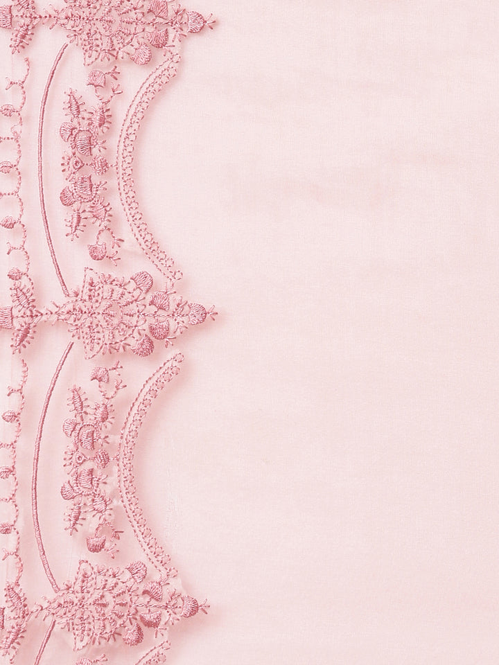 Neerus Pink printed straight kurta set with dupatta - detail view 4