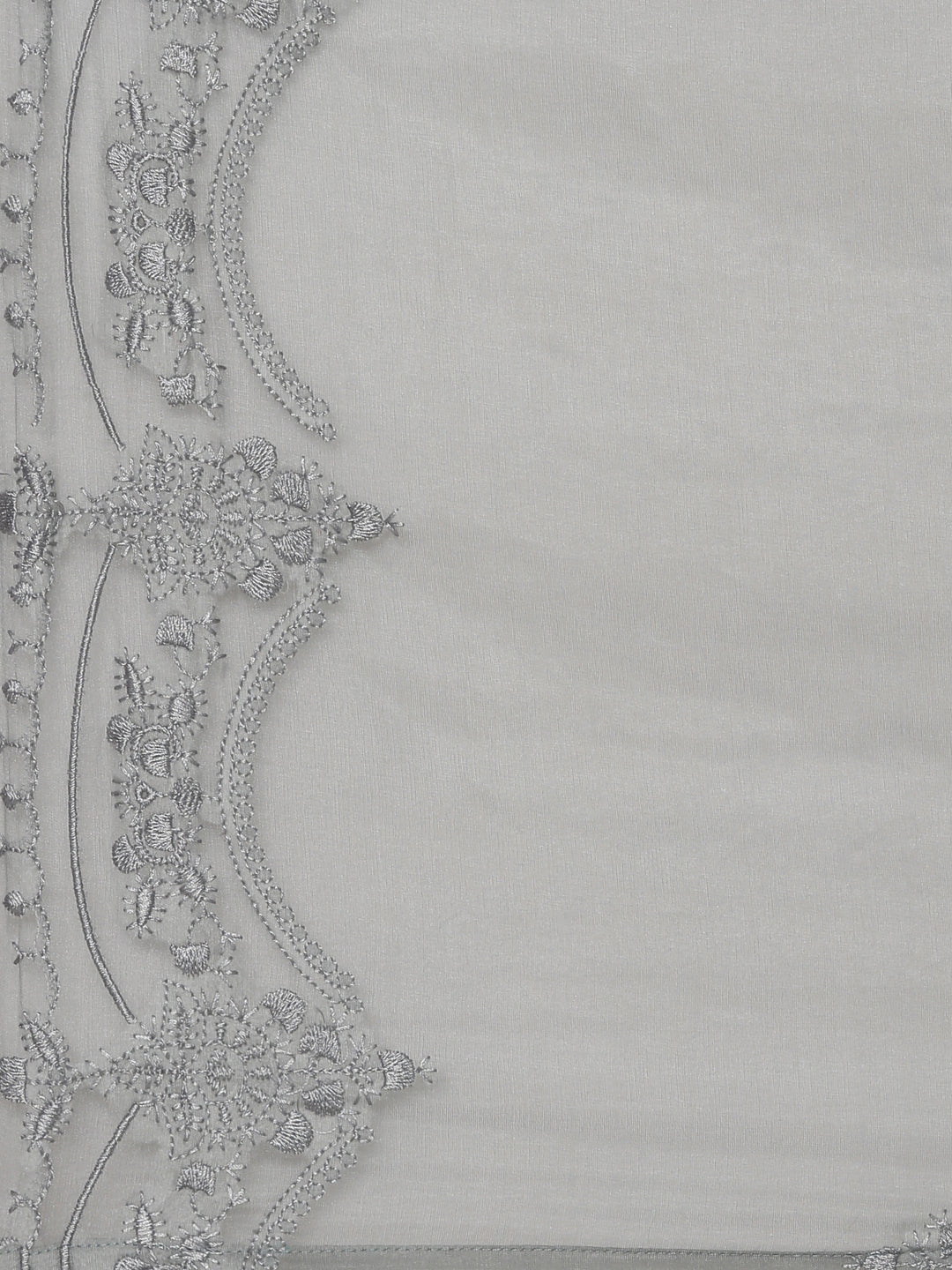 Neerus Grey printed straight kurta set with trouser and dupatta - detail view 4