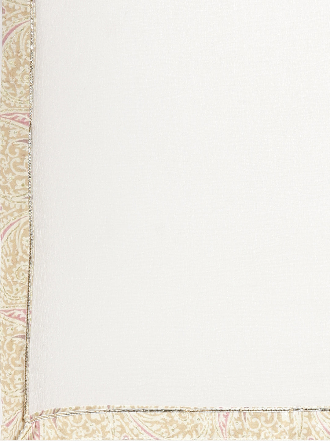 Neerus Cream Regular Straight Printed Kurta And Trousers With Dupatta