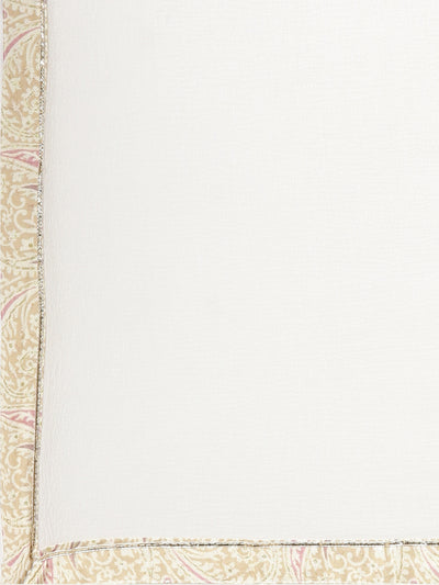 Neerus Cream Regular Straight Printed Kurta And Trousers With Dupatta