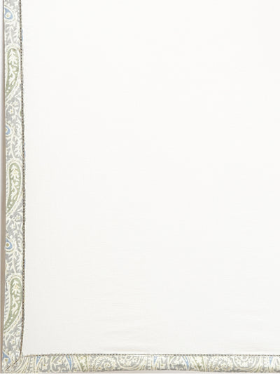 Neerus Cream Regular Straight Printed Kurta And Trousers With Dupatta