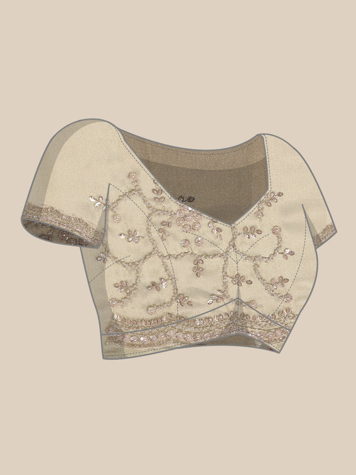 Mehadi Green Organza Stone And Thread Embroidery Saree