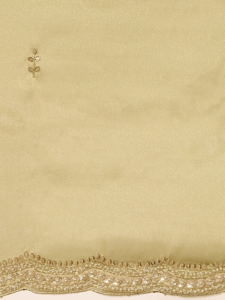 Mehadi Green Organza Stone And Thread Embroidery Saree