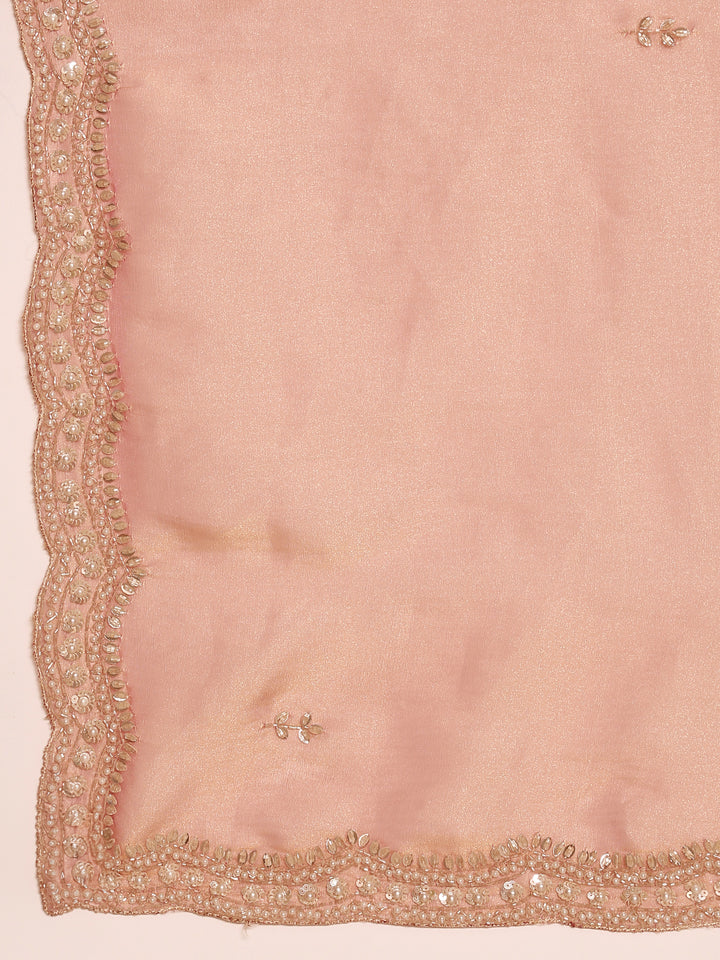 Pink Organza Stone And Thread Embroidery Saree
