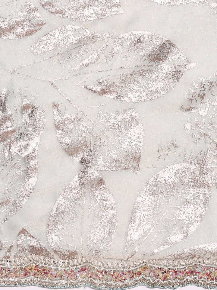 Sea Blue Tissue Sequins Embroidery Saree