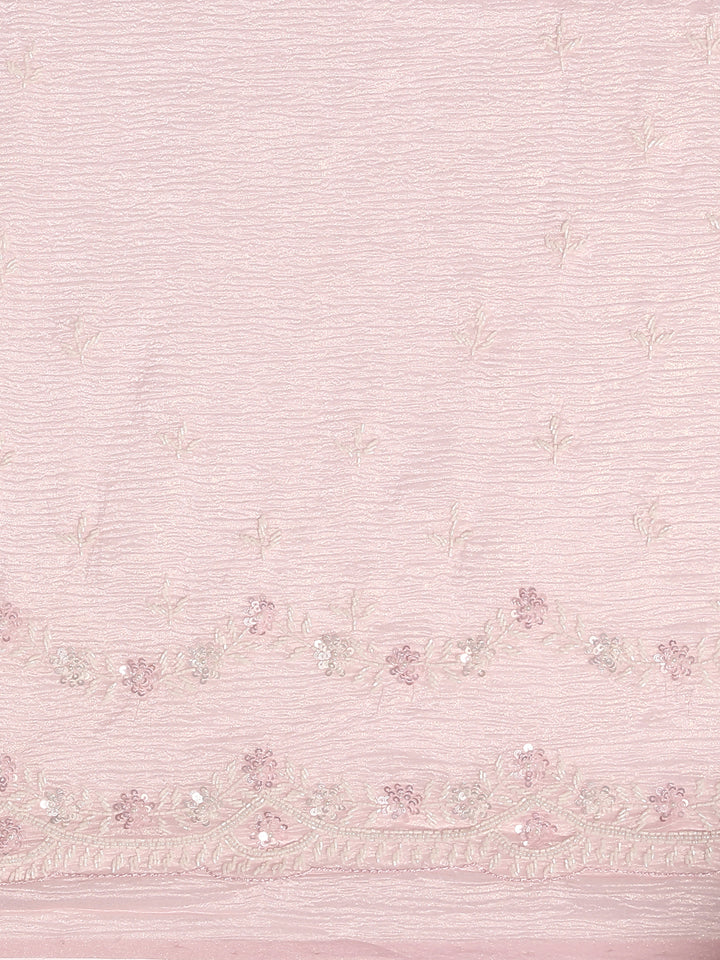 Pink Shimmer Embroidery Saree