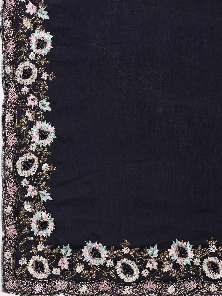 Black Jimmy Choo Embroidery Saree