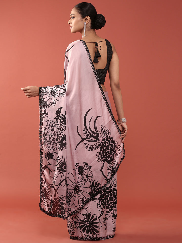 Pink Crepe Weaved Saree