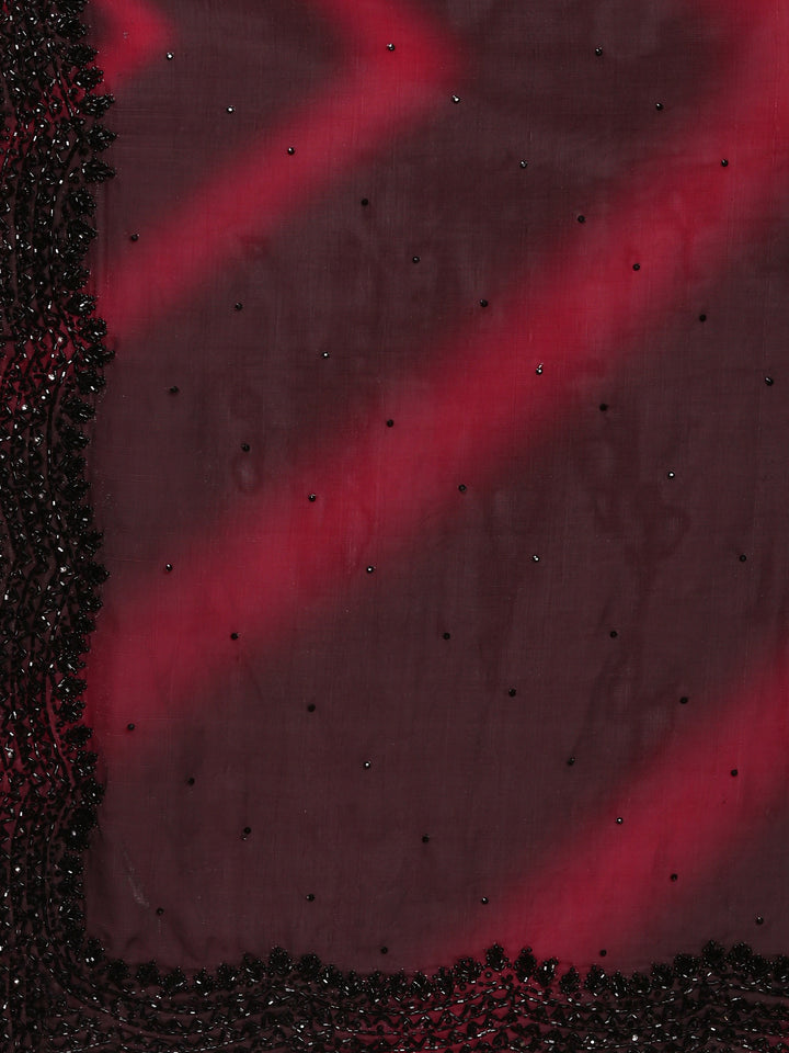Maroon Shimmer Stone And Thread Embroidery Saree