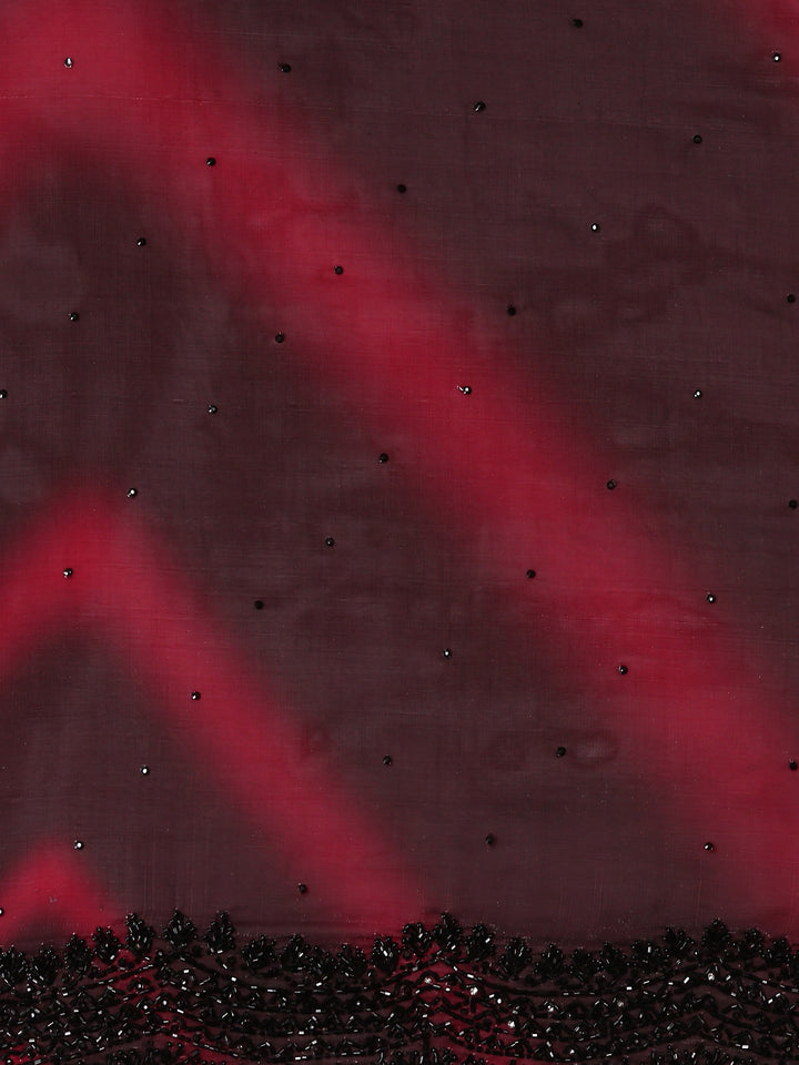 Maroon Shimmer Stone And Thread Embroidery Saree