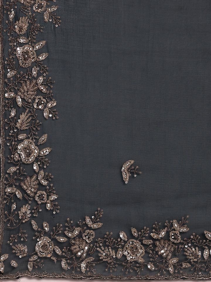 Peacock Organza Aari Embroidery Saree