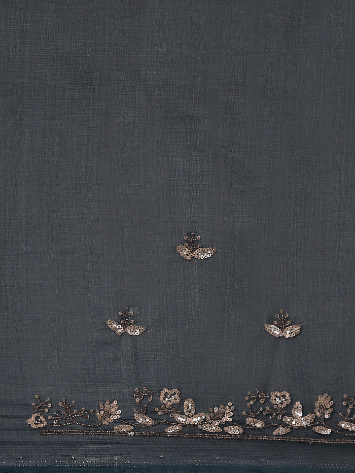 Peacock Organza Aari Embroidery Saree