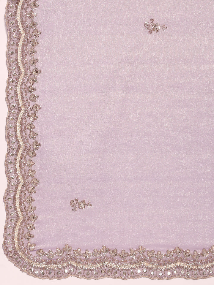 Purple Jacquard Zari Embroidery Saree