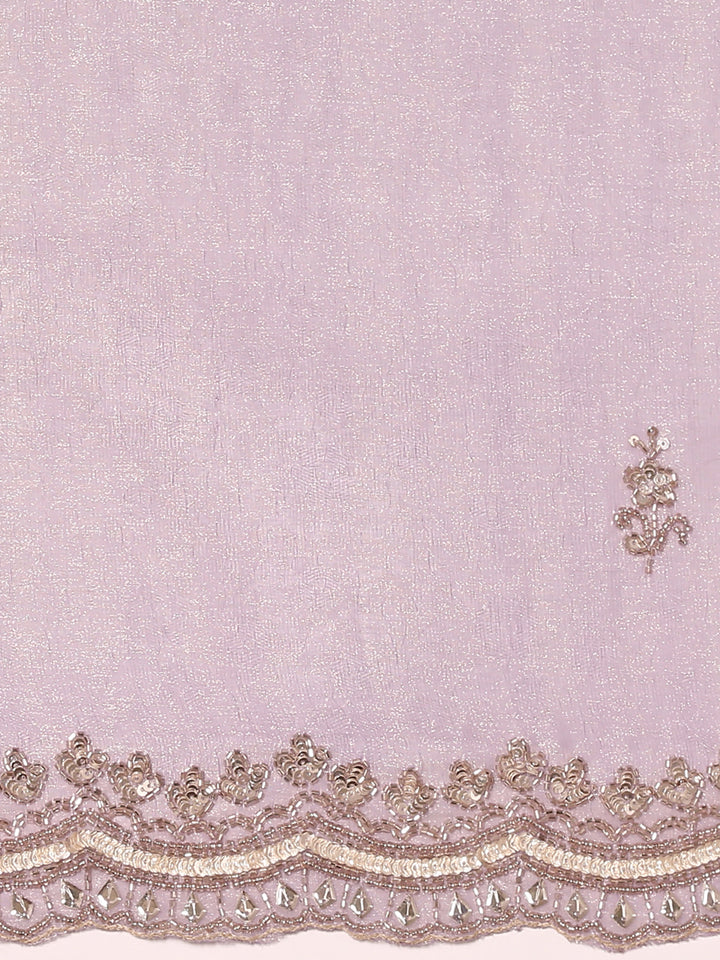 Purple Jacquard Zari Embroidery Saree