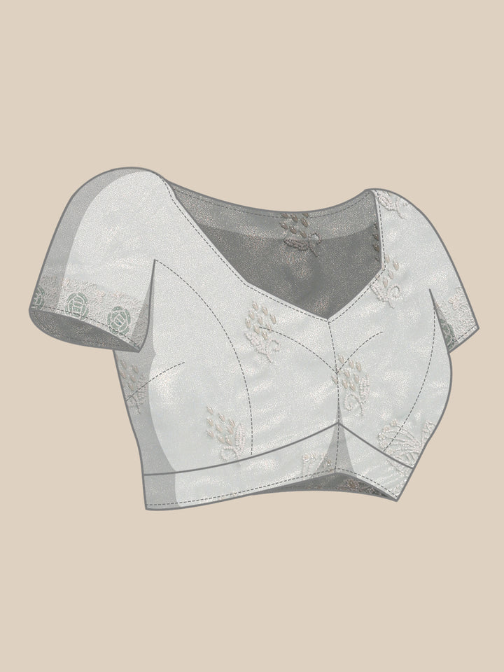 Sea Green Organza Stone And Thread Embroidery Saree