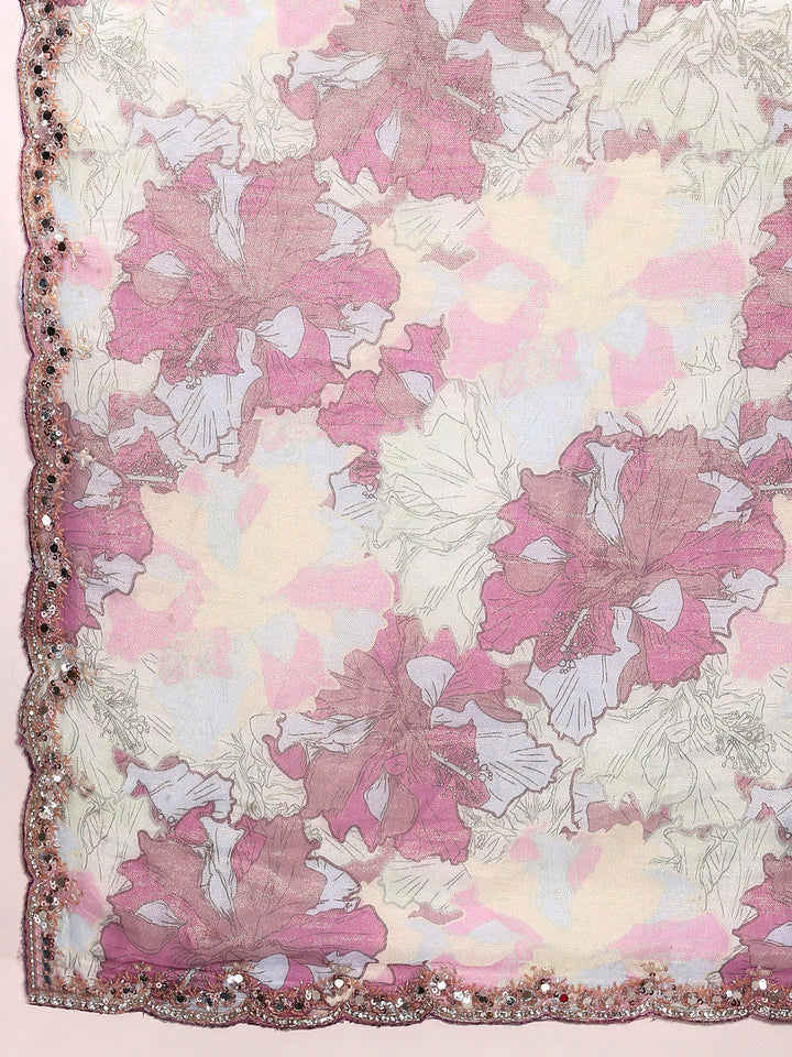 Printed Shimmer Weaved Saree With Readymade Blouse