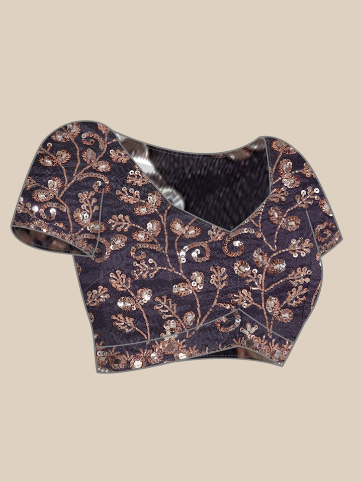 Purple Shimmer Weaved Saree With Readymade Blouse