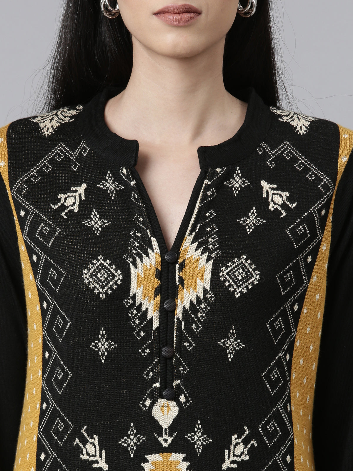 Neeru's Winter Wear Tribal Woven Design Acrylic Kurta For Women