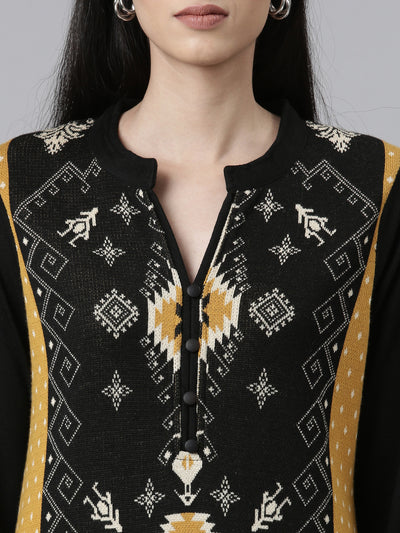 Neerus  Winter Wear Tribal Woven Design Acrylic Kurta For Women