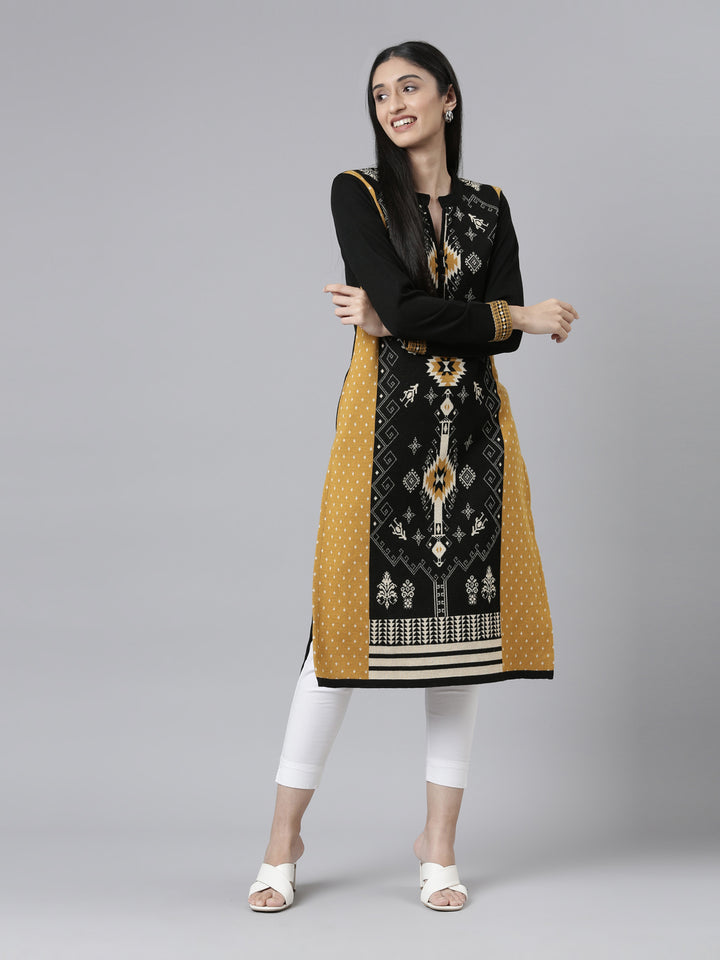 Neerus Multi acrylic woven tribal kurti - front view