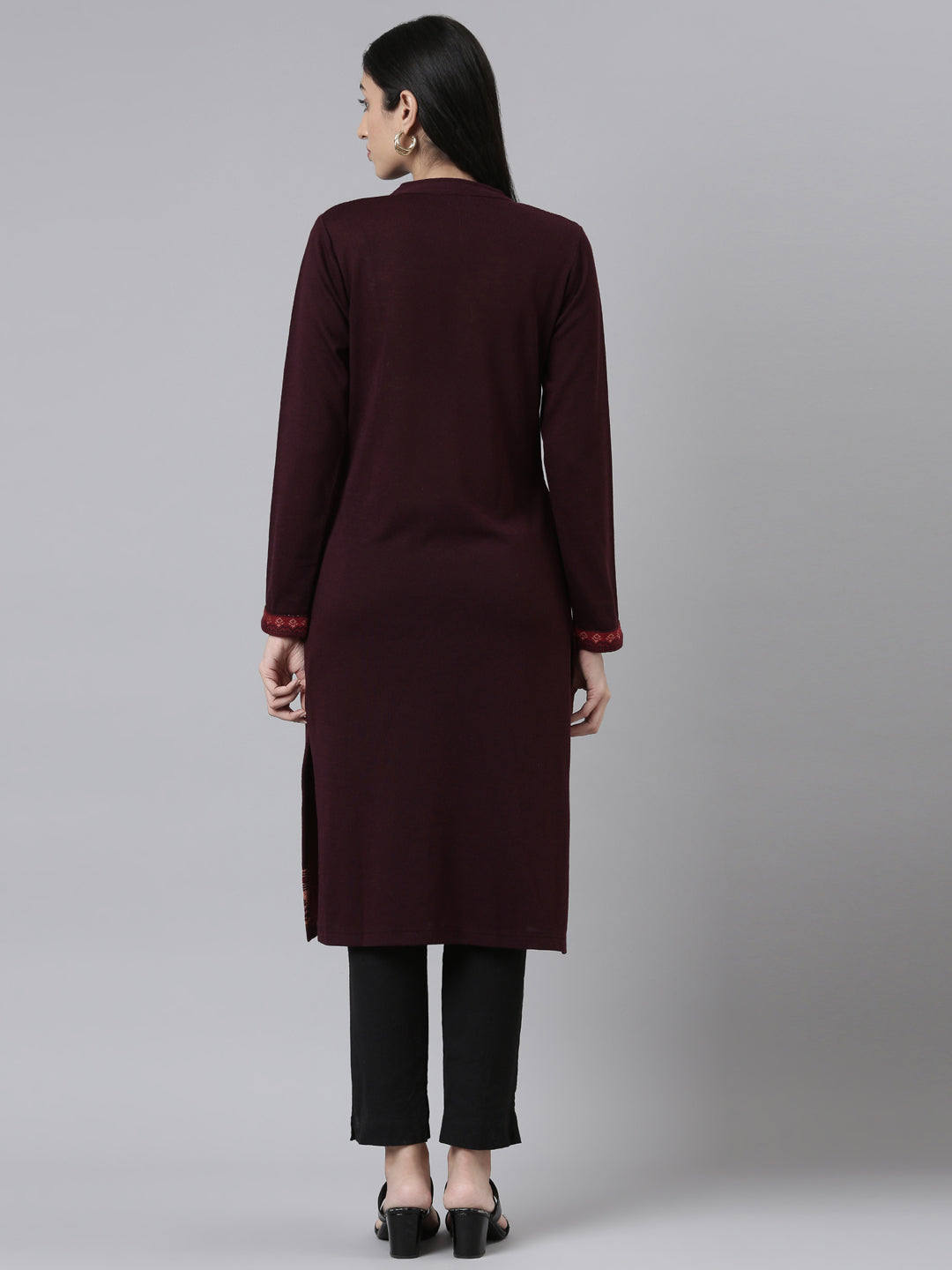 Neerus Winter Wear Woven Design Acrylic Kurta For Women