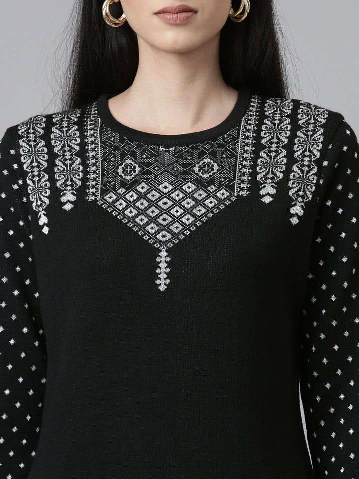 Neerus Acrylic embroidered straight kurti with yoke design - detail view 1