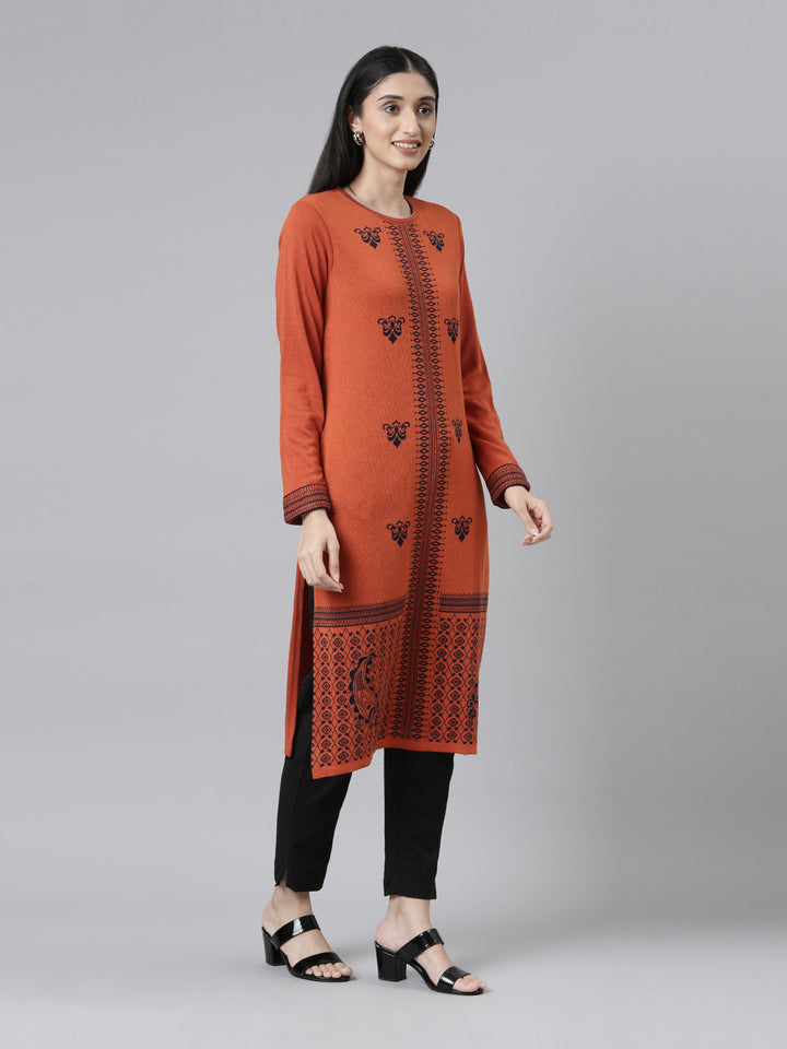 Neerus Winter Wear Woven Design Acrylic Kurta For Women