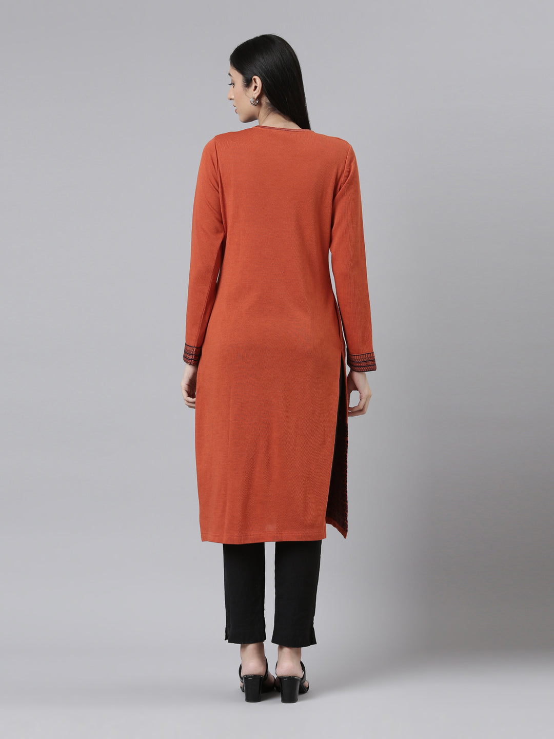 Neerus Winter Wear Woven Design Acrylic Kurta For Women