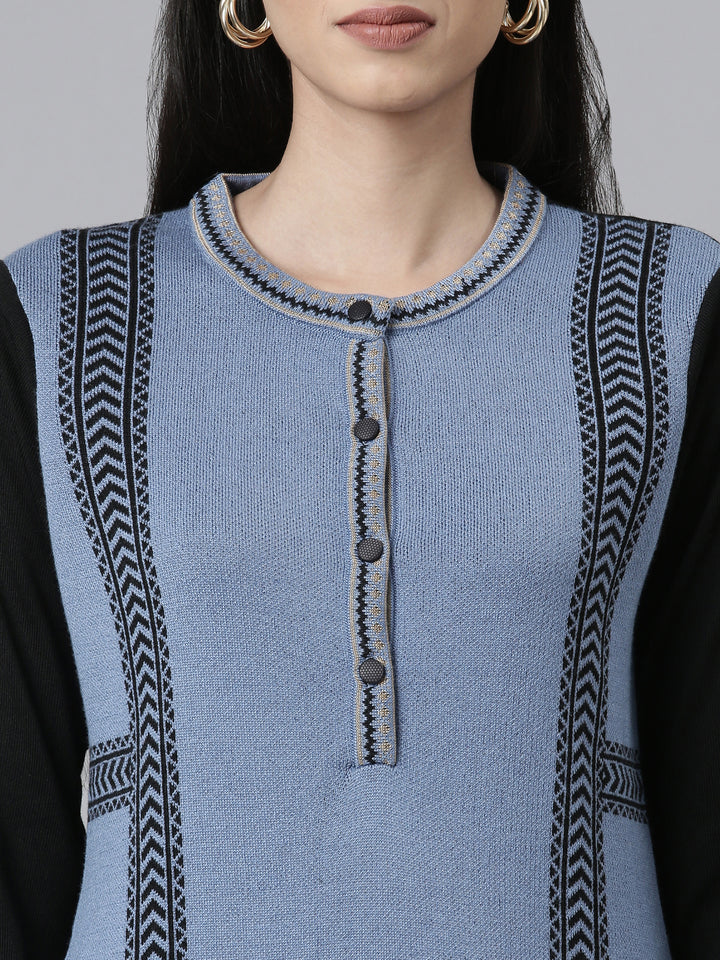 Neerus Winter Wear Woven Design Acrylic Kurta For Women