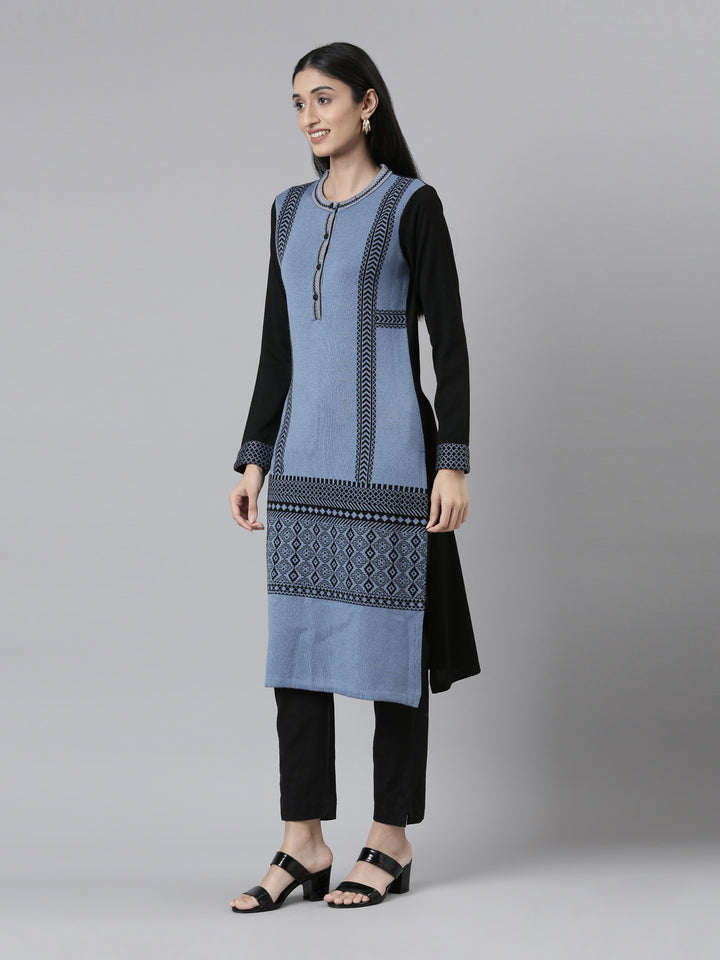 Neerus Winter Wear Woven Design Acrylic Kurta For Women