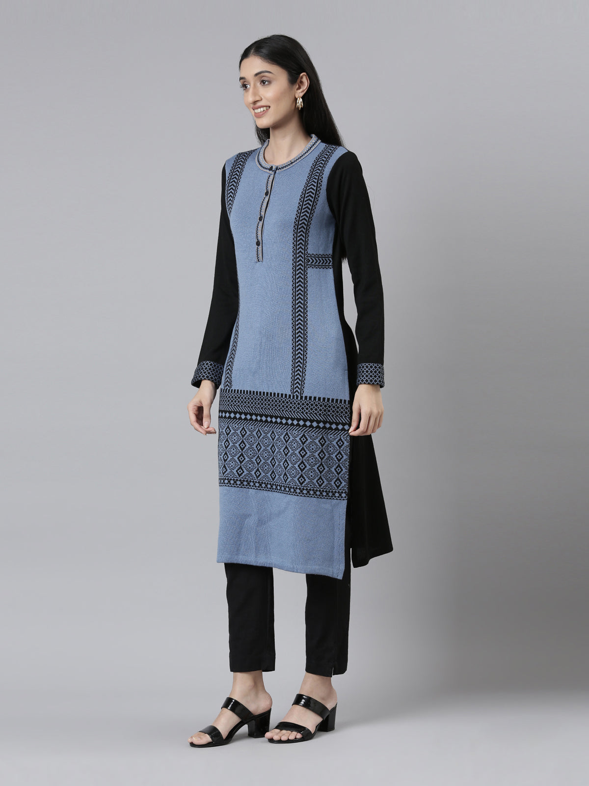 Neeru's Winter Wear Woven Design Acrylic Kurta For Women