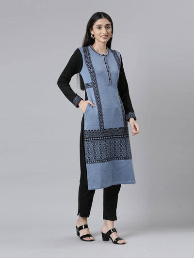 Neeru's Winter Wear Woven Design Acrylic Kurta For Women