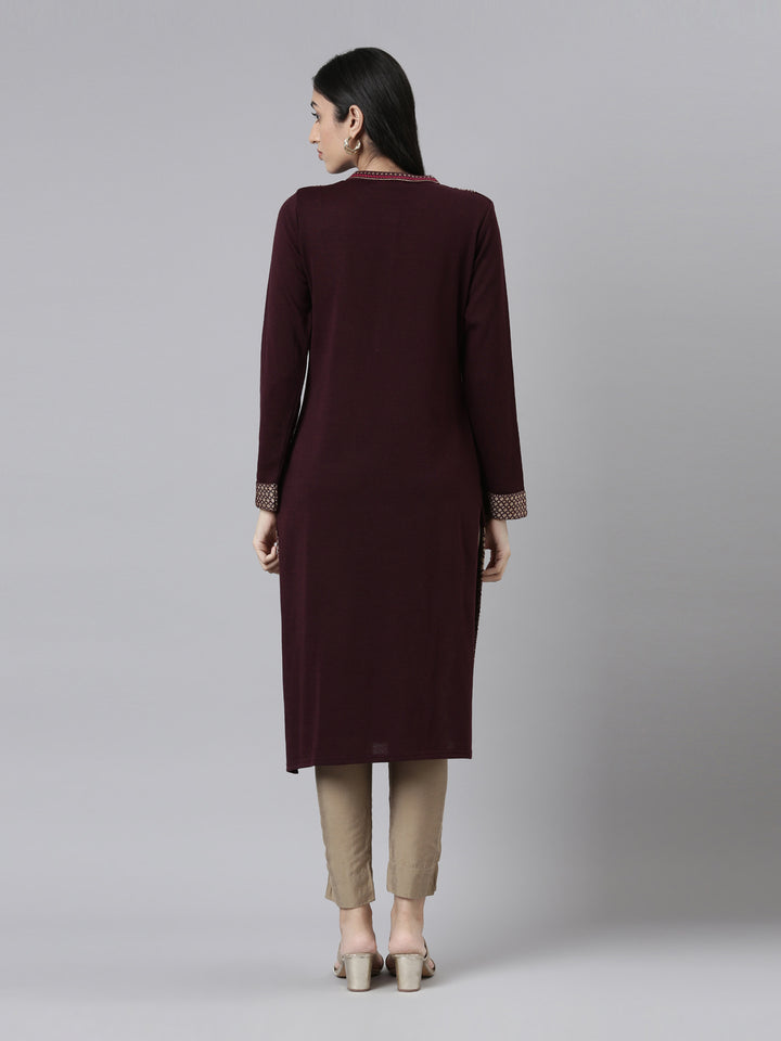 Neerus Women Woven Design Acrylic Kurta